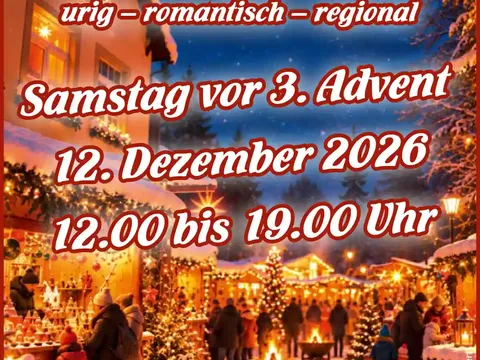 Werbung save the date für Weihnachtsmarkt in Bielatal am 12. Dezember 2026 von 12:00 bis 19:00 Uhr