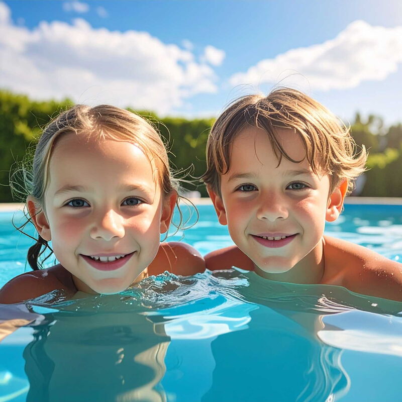 Schwimmbecken-mit-2-schwimmenden-Kindern-in-Nahaufnahme